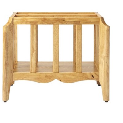HomeRoots 21" Natural Wood Magazine Basket
