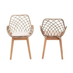 bali & pari Ballerina Rattan and Wood Dining Chair Gray Wash/Natural Brown/White: Upholstered Polyester, Spot Clean - 1 of 4
