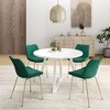 NicBex 3-Piece Round Dining Set, Trestle Dining Table with 2 Velvet Side Chairs for Living Room, White Dining Table with Dining Chairs - 2 of 4
