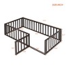 CAVINAS Twin Size Wood Montessori Bed,Modern Floor Bed Frame with Safety Fence and Door,Toddler Bed for Bedroom - 3 of 4