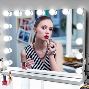 Vanity Mirror with Lights, Dimmable 3-Color LED Hollywood Makeup Mirror for Desk and Wall, Plug-in and USB Charger Included - 1 of 4
