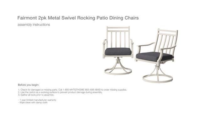 2pc Fairmont Metal Rocking Outdoor Patio Dining Chairs Swivel Chairs Charcoal - Threshold&#8482;, 2 of 11, play video
