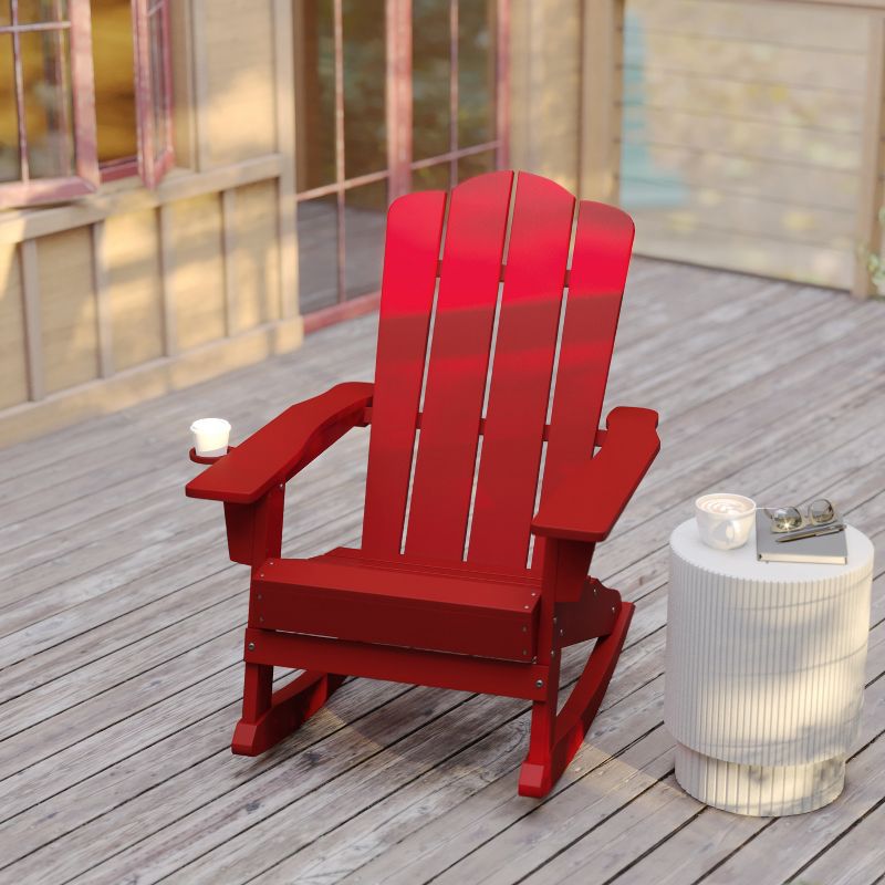 Flash Furniture Newport HDPE Adirondack Chair with Cup Holder and Pull Out Ottoman, All-Weather HDPE Indoor/Outdoor Chair, 5 of 13
