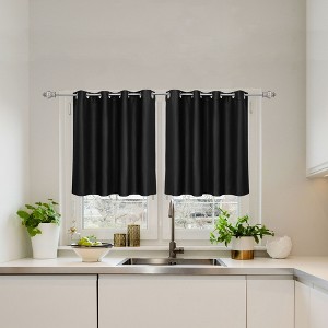 PiccoCasa Window Rod Pocket Valance Thermal Insulated Curtain Panels 2Pcs - 1 of 4