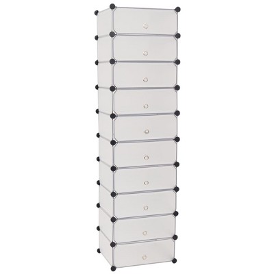 vidaXL Interlocking Shoe Organizer White/Black Cabinet Shelf 10 Compartments - White