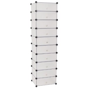 vidaXL Interlocking Shoe Organizer White/Black Cabinet Shelf 10 Compartments - White - 1 of 4
