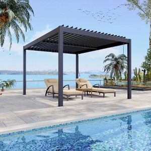 10X12 ft Louvered Pergola - Aluminum Frame with Independent Adjustable Rainproof Top, Perfect for Deck, Garden & Backyard - 1 of 4