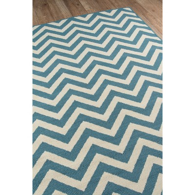 Nautical Luxe Blue Synthetic 27" Indoor/Outdoor Area Rug
