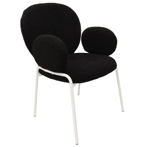 LeisureMod Celestial Modern Dining Arm Chair – Boucle Upholstery with Padded Seat & Sturdy Iron Frame, for Contemporary Kitchen & Dining Rooms - 1 of 4