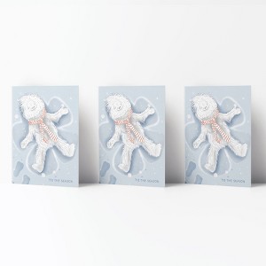 Winter/Holiday Greeting Card Pack Sets (3 ct) Yeti Snow Angel by Ramus & Co - 1 of 4