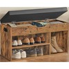 Storage Bench with Cushion, Shoe Bench with Padded Seat, 3 Compartments, Hidden Storage, Shelves, Hallway Bedroom - 3 of 3