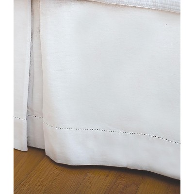 White Cotton Twin Bed Skirt with Hemstitch Detail