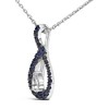 Haus of Brilliance Silver Created Blue and White Sapphire Teardrop Shaped Pendant Necklace - 3 of 4