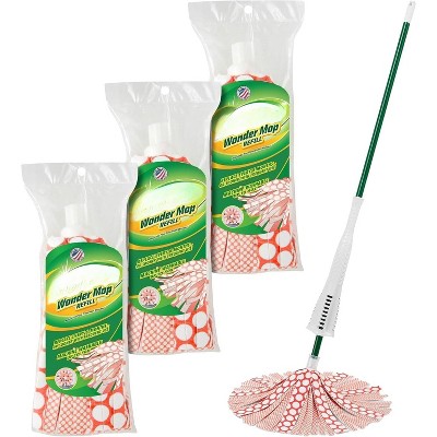 Wonder Mop Replacement Pads, 3-Pack 11.5 Inch - Self-Wringing Microfiber Heads for Multi-Surface Floors, Machine Washable