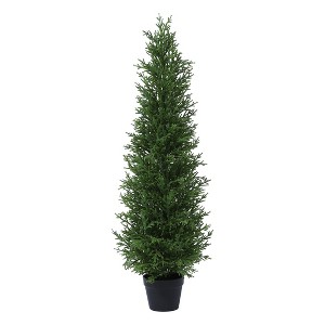 Artificial UV Resistant Cypress Topiary Trees for Outdoor, Faux Cypress Plant for Porch Decor Faux Pine Tree for Perfect Housewarming Gift - 1 of 4