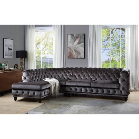 Dark gray velvet deals sectional