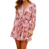 Women's Floral Print Mini Dress with Tie Waist and Button Detail - Knit & Lounge - 3 of 4