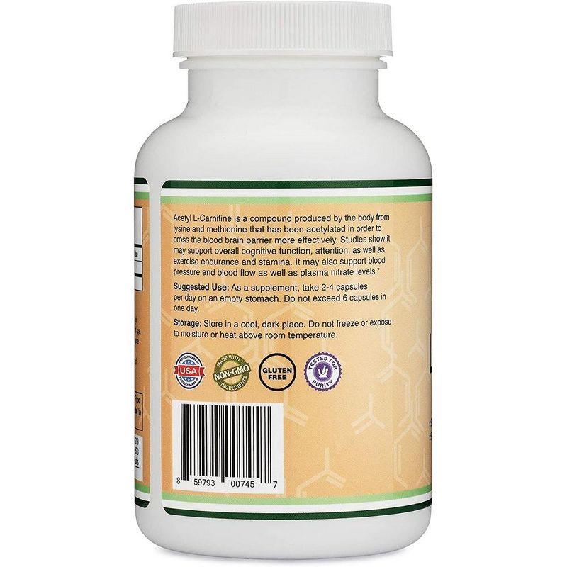 Acetyl L-Carnitine (ALCAR) - 150 x 500 mg capsules by Double Wood Supplements - Cognitive, Memory, Stamina Support, 3 of 4