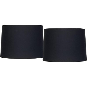 Springcrest Set of 2 Tapered Drum Lamp Shades Black Small 11" Top x 12" Bottom x 8.5" High Spider Replacement Harp Finial Fitting - 1 of 4