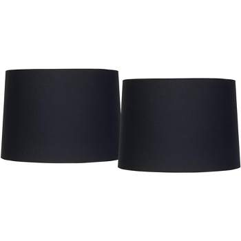 Springcrest Set of 2 Tapered Drum Lamp Shades Black Small 11" Top x 12" Bottom x 8.5" High Spider Replacement Harp Finial Fitting