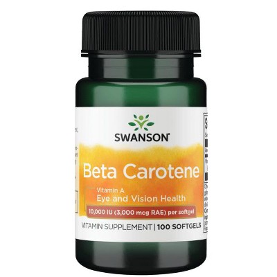 Swanson Beta-Carotene Supplement, Helps Support Healthy Eyes, Skin, Hair & Immune System, 100 Softgels.