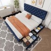 Bed Frame with 4 Storage Drawers and Adjustable Headboard, Linen Upholstered Platform Beds - 3 of 4