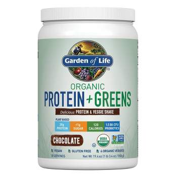 Garden of Life Organic Vegan Protein + Greens Plant Based Shake Mix - Chocolate - 19.4oz