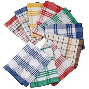 The Lakeside Collection Assorted Color Kitchen Towels - Crosshatch Plaid Patterned Towels - Set of 10 - 1 of 4