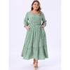 Women's Plus Size 2 Pieces Summer Outfits Floral Square Neck Peplum Babydoll Blouses and High Waist Maxi A Line Skirts Set - Agnes Orinda - 2 of 4