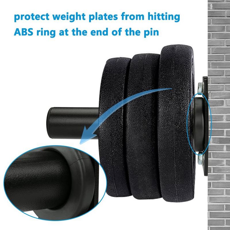 Wall Mounted Weight Plate Holder, Fit 2inch Olympic Weight Plates, with Protective Rubber Pad, Max Weight Capacity 300 lb, Mounting Hardware Included, 4 of 8