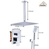 CASAINC 3-Spray Pattern 12 Inches Ceiling Mount Shower System / Set Shower Head and Functional Handheld (Valve Included) - 4 of 4