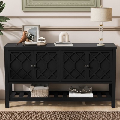 59"Wx31"H Mordern Console Table With Bottom Shelf,Storage Space And Polygonal Door,Console Table Entrance,Console Table Storage- Maison Boucle