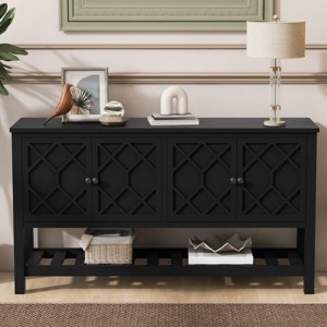 59"Wx31"H Mordern Console Table With Bottom Shelf,Storage Space And Polygonal Door,Console Table Entrance,Console Table Storage- Maison Boucle - 1 of 4