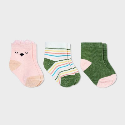 Image of Baby Girls' 3pk Socks - Cloud Island™ 0-6M