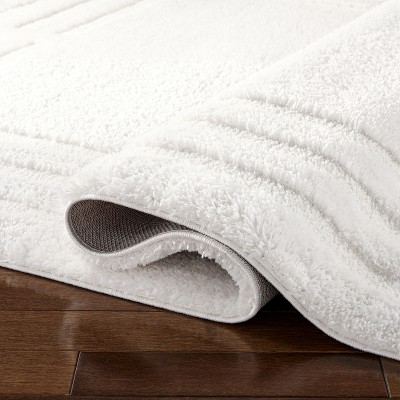 Ivory Geometric Shag Synthetic Rectangular Area Rug 6' x 9'