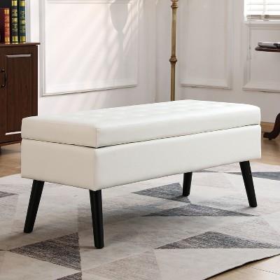 CAVINAS Storage Bench with Cushioned End of Bed Bench, Modern Bedroom Storage Bench for Bedroom, Entryway