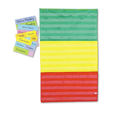Carson-Dellosa Publishing Adjustable Tri-Section Pocket Chart with 18 Color Cards Guide 36 x 60