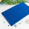 Slickblue Dark Blue Jacquard Weave Throw Blanket, Soft Cotton, Cozy Waffle-Weave Design, Perfect for Home or Travel - 2 of 3