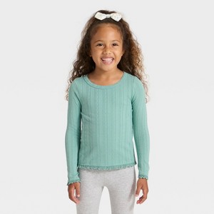 Toddler Girls' Long Sleeve Pointelle T-Shirt - Cat & Jack™ - 1 of 3