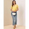 INSPIRE CHIC Women's Sweet Peter Pan Contrast Collar Short Sleeves Button Up Shirts - 3 of 4