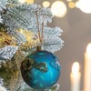 Whisen D3.9" Christmas Ball Ornaments, Glass Decorative Hanging Ball Christmas Tree Ornaments, Set of 6 - Blue - 2 of 4