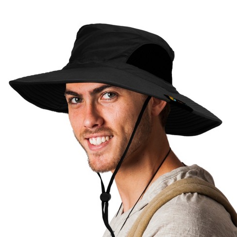 SUN CUBE Wide Brim Sun Hat Adults, Fishing Hats Sun UV Protection, Hiking  Bucket Hat Safari Beach Boonie, UPF 50+ (Black)