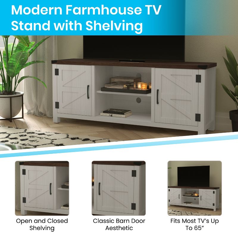 Emma and Oliver 59 Inch Barn Door TV Stand Fits up to 65" TV's with Adjustable Shelf, 5 of 13