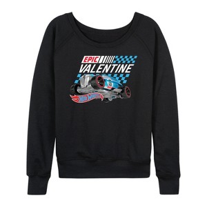 Women's - Hot Wheels - Valentine's Epic Lightweight French Terry Wide Neck Long Sleeve Shirt - 1 of 4