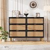 coucheta Rattan 6 Drawers Dressers for Bedroom, Modern Long Wooden Chest of Drawers for Closet with Wide Top, for Living Room, Hallway, Kids Room - 2 of 4