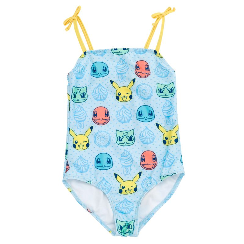 Pokemon Pikachu Charmander Bulbasaur Girls UPF 50+ One Piece Bathing Suit Little Kid to Big, 1 of 5