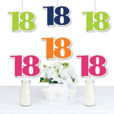 Big Dot of Happiness 18th Birthday - Cheerful Happy Birthday - Eighteen Shaped Decorations DIY Eighteenth Birthday Party Essentials - Set of 20