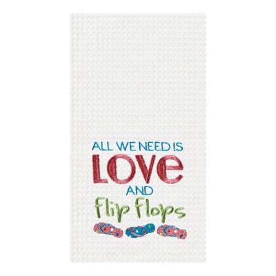 C&F Home Love & Flip Flops Waffle Weave Kitchen Towel
