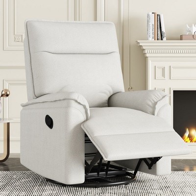 360° Swivel Recliner Chair, Swivel Recliner With Padded Back And Cushions, Reclining Pull Device, Tiltable Steel System