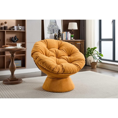 Papasan Chair w Cushion and Frame Oversized Comfy Chenille Upholstered Round Swivel Accent Chair for Living Room Bedroom